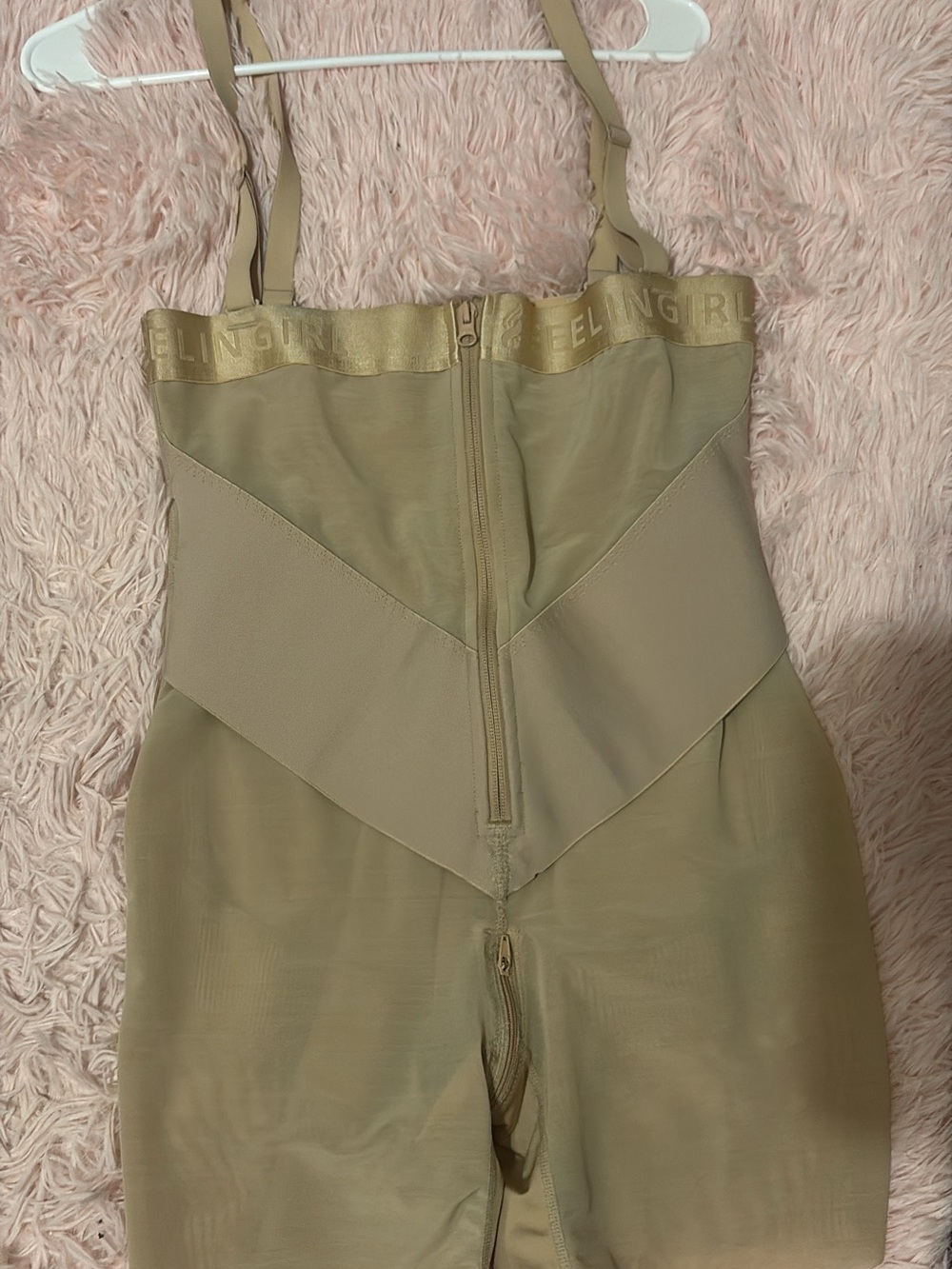 Compression Shapewear Jumpsuit with Adjustable Straps — Gold Beige